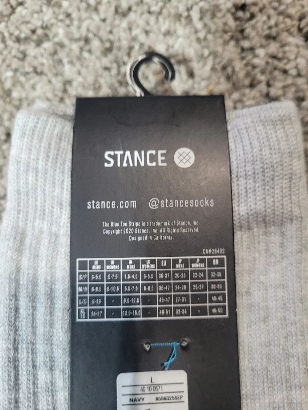 2-Pair Stance Icon  lMens Large 9-12 Casual Combed Cotton Crew Socks Unisex